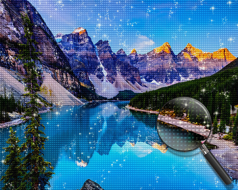 Von Bergen umgebener See Diamond Painting