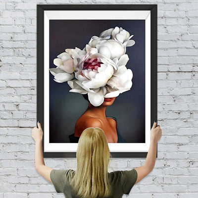 Von Blumen umgebene Frau Diamond Painting