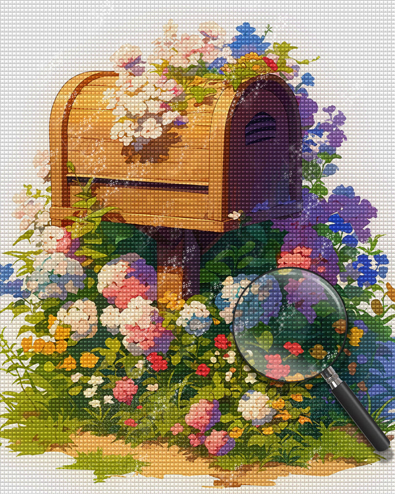 Von Blumen Umgebener Briefkasten Diamond Painting