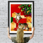 Von Weihnachtsgeschenken umgebene Katzen Diamond Painting