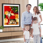 Von Weihnachtsgeschenken umgebene Katzen Diamond Painting