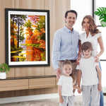 Wald am Fluss im Herbst Diamond Painting