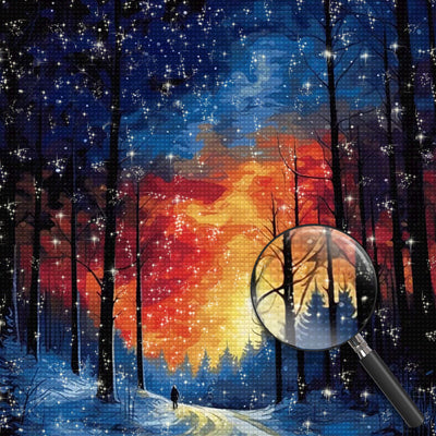 Wald bei sternenklarer Nacht Diamond Painting