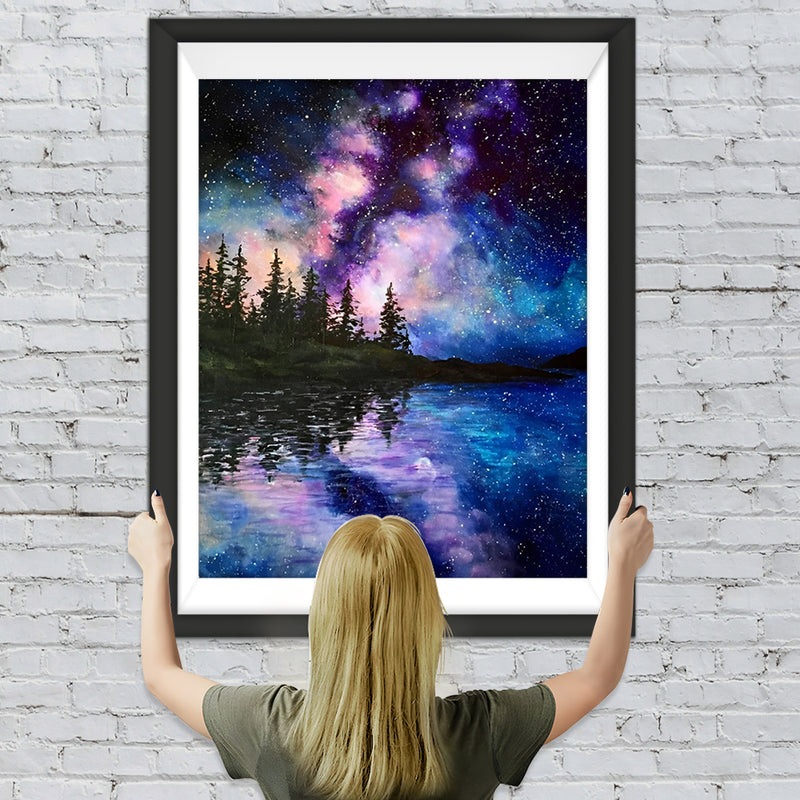 Wald See Sternenhimmel Diamond Painting