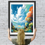 Wald unter den bunten Wolken Diamond Painting