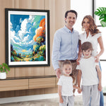 Wald unter den bunten Wolken Diamond Painting