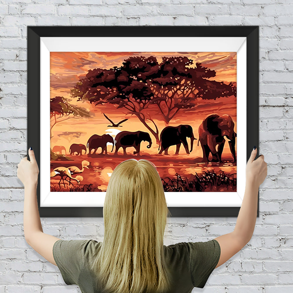 Wandernde Elefanten Diamond Painting
