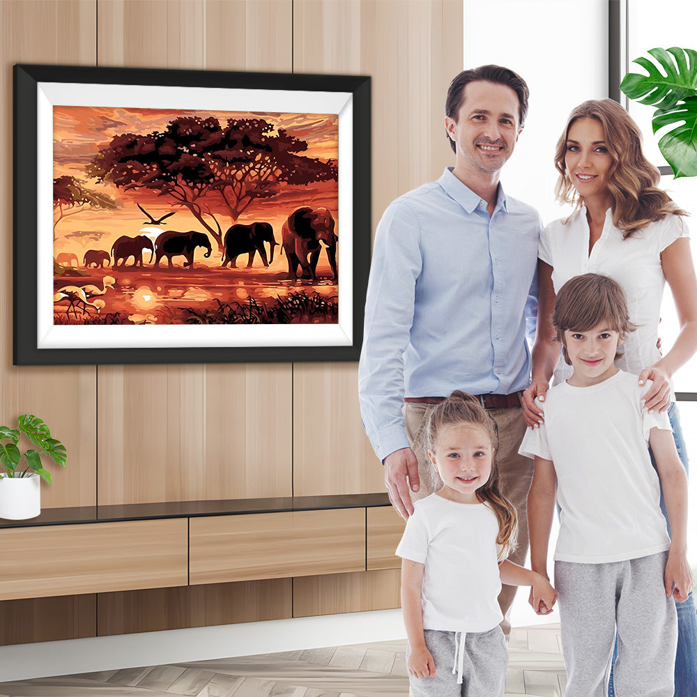 Wandernde Elefanten Diamond Painting