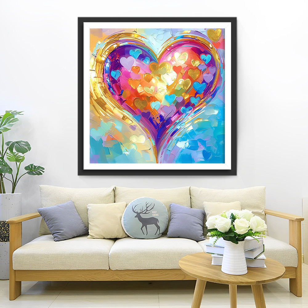 Warmes helles farbenfrohes Herz Diamond Painting