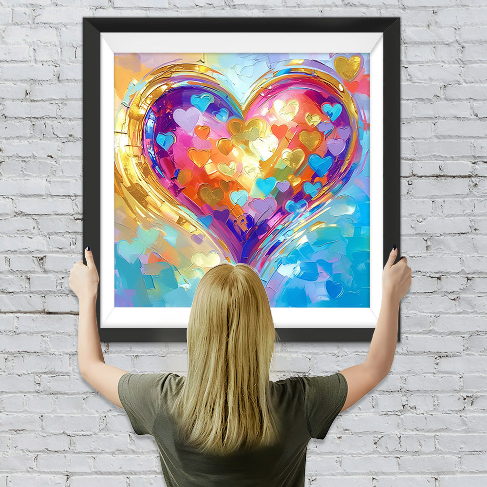 Warmes helles farbenfrohes Herz Diamond Painting