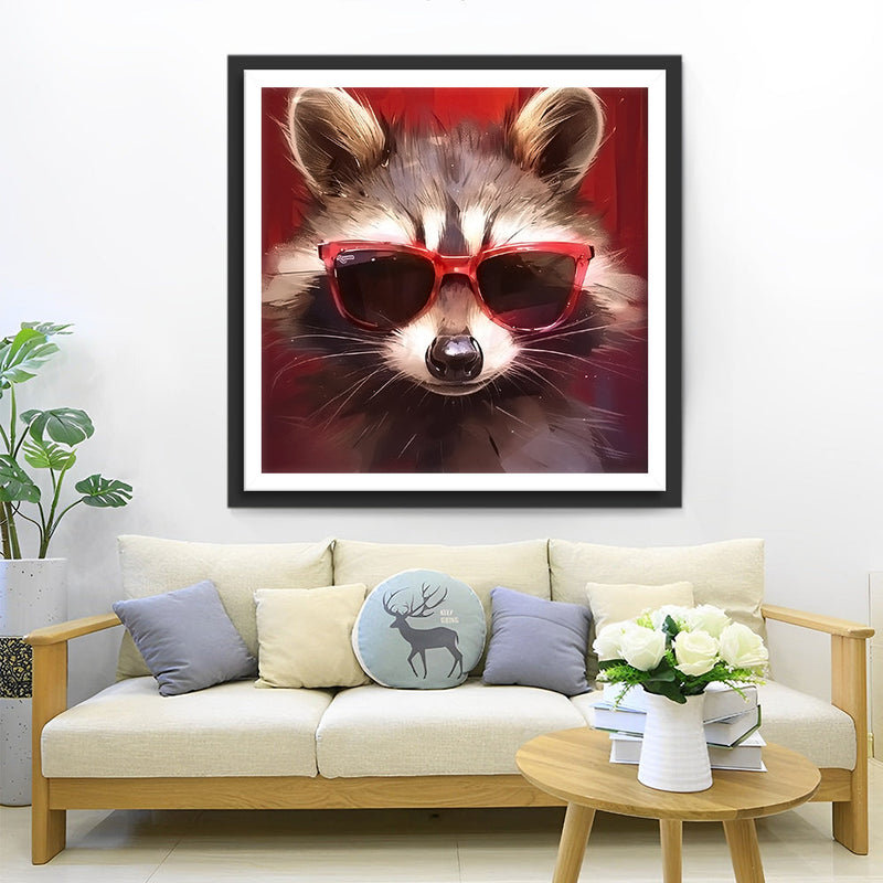 Waschbär mit Sonnenbrille Diamond Painting