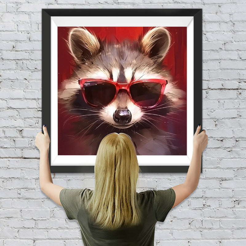 Waschbär mit Sonnenbrille Diamond Painting