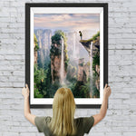 Wasserfälle und ein Gir auf den Klippen Diamond Painting