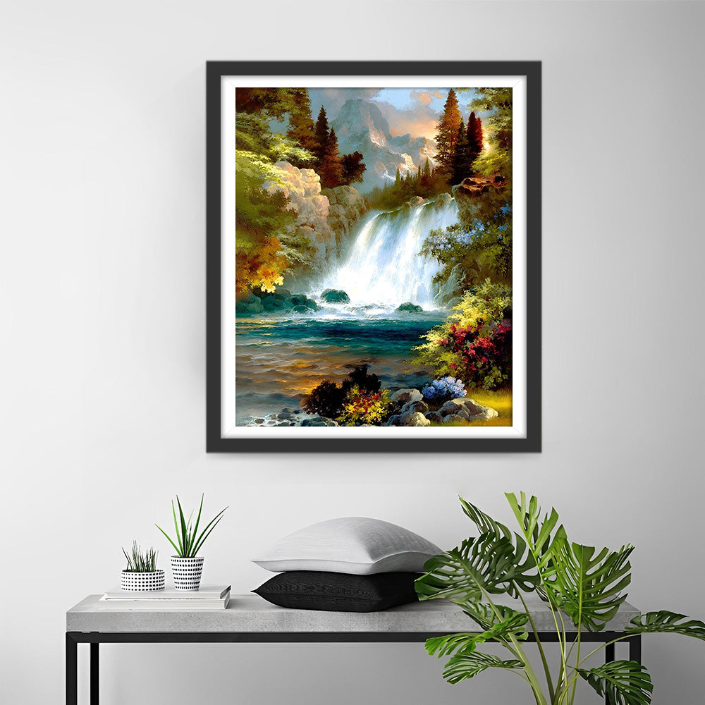 Wasserfall im Herbst Diamond Painting