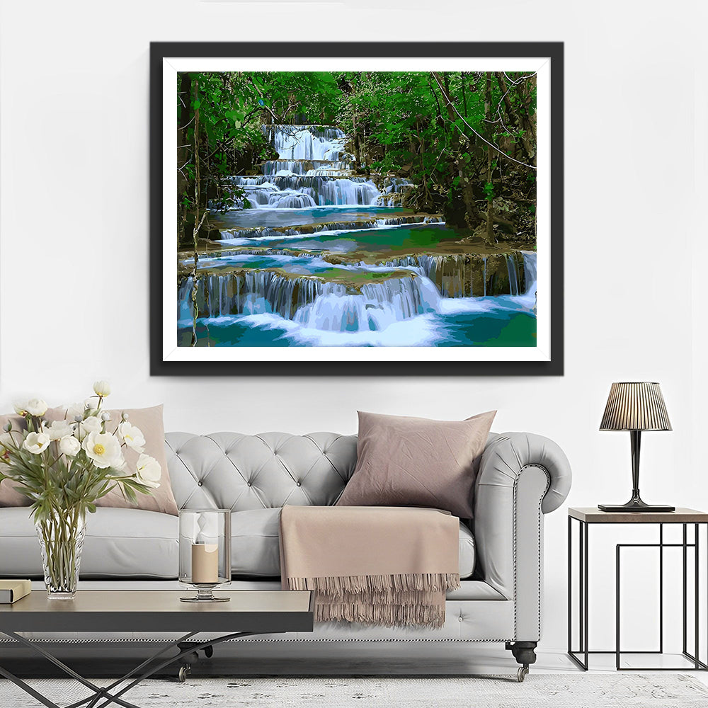 Wasserfall in den Bergen Diamond Painting