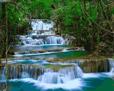 Wasserfall in den Bergen Diamond Painting