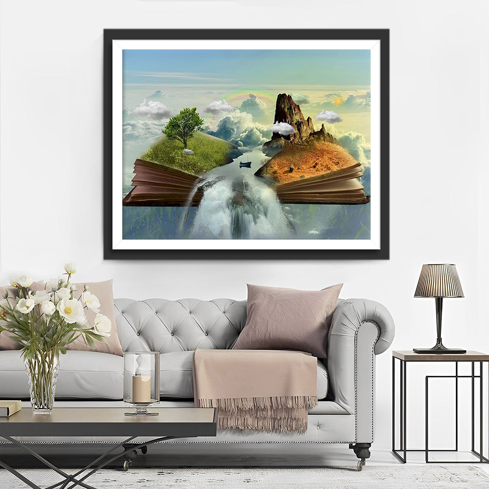 Wasserfall und Berg aus dem Buch Diamond Painting