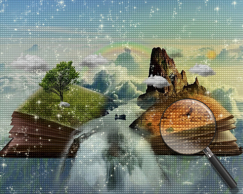 Wasserfall und Berg aus dem Buch Diamond Painting