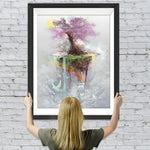 Wasserfall und Kirschbaum in den Wolken Diamond Painting