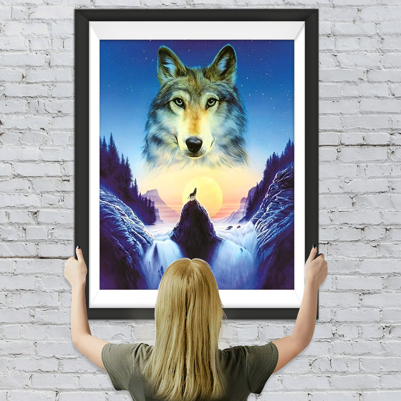 Wasserfall Wolf Diamond Painting