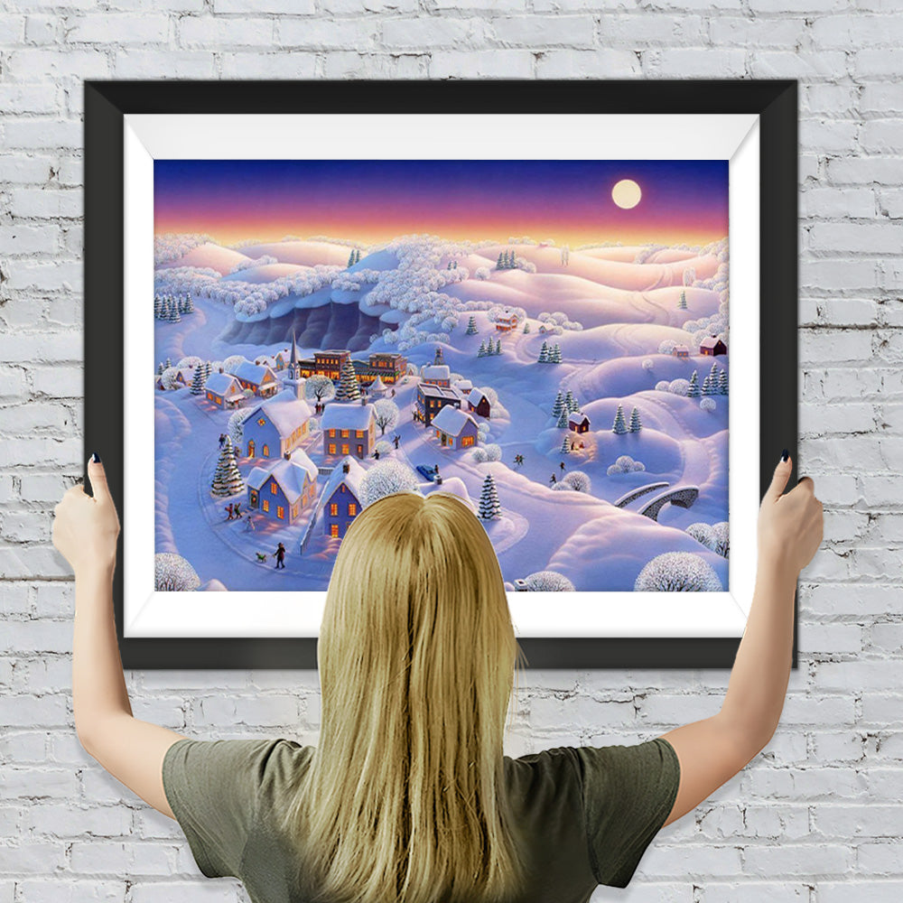 Weihnachten Dorf Schneeberg Diamond Painting