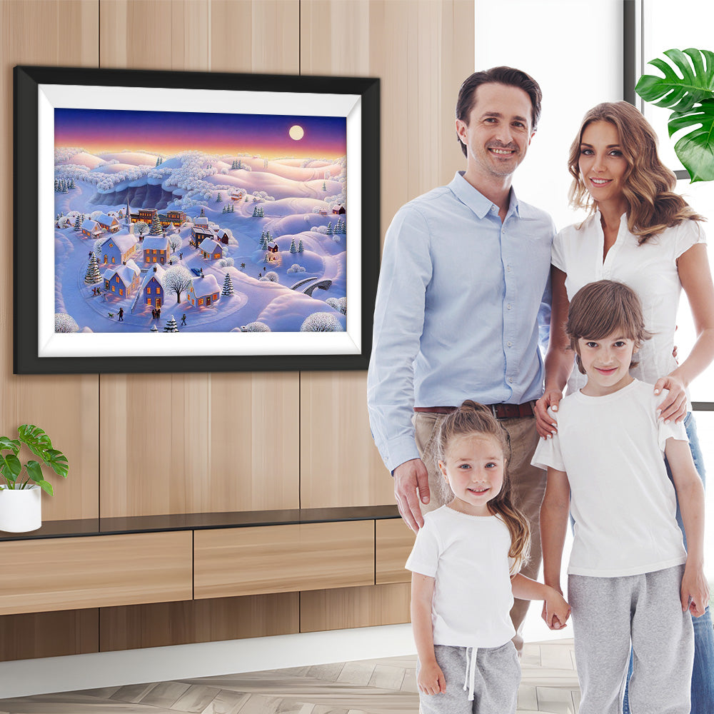 Weihnachten Dorf Schneeberg Diamond Painting