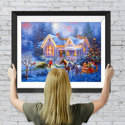 Weihnachten Hütte Kutsche Diamond Painting