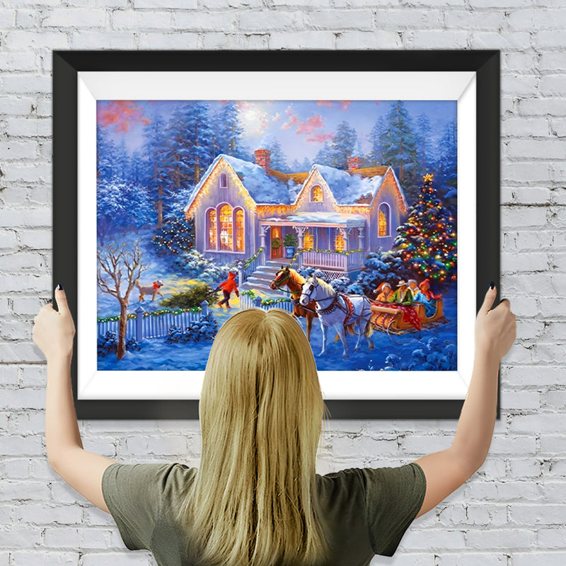 Weihnachten Hütte Kutsche Diamond Painting