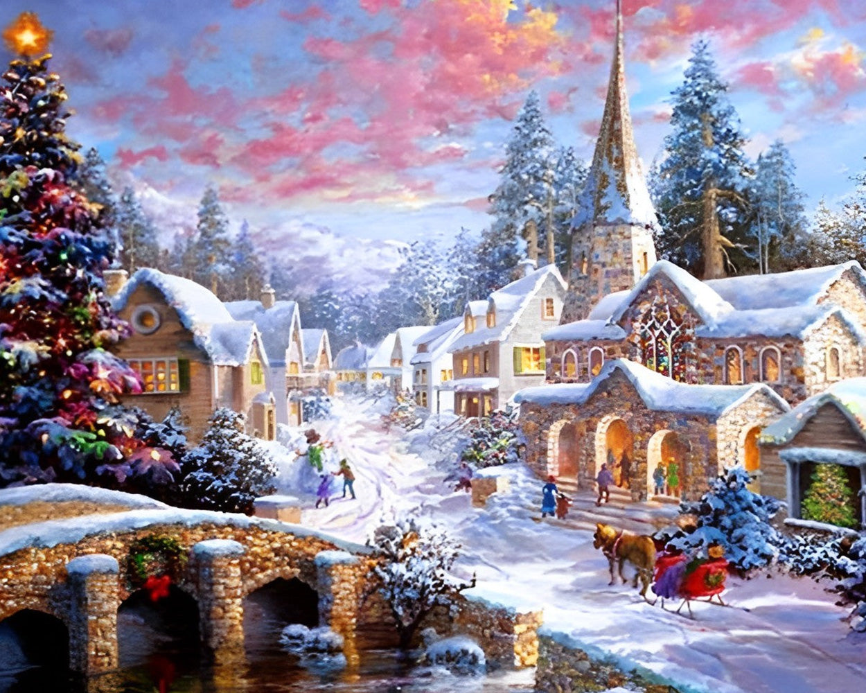 Weihnachten in einer Kleinstadt Diamond Painting