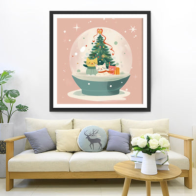 Weihnachten Katze Kristallkugel Diamond Painting