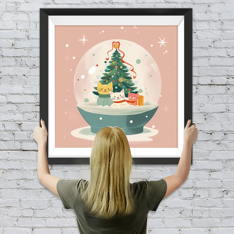 Weihnachten Katze Kristallkugel Diamond Painting