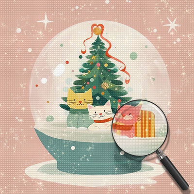 Weihnachten Katze Kristallkugel Diamond Painting