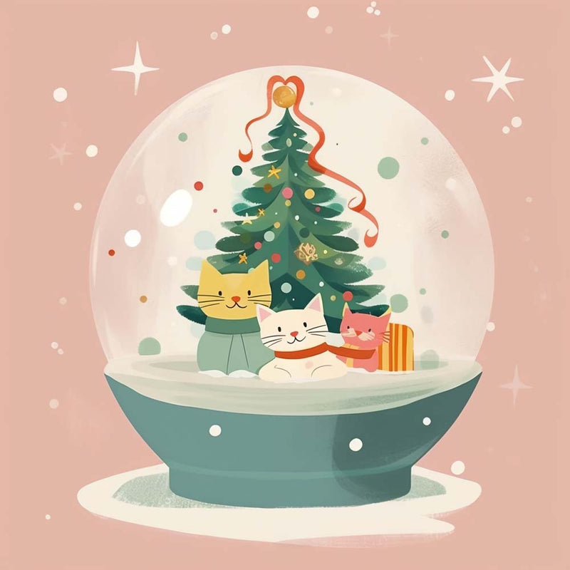 Weihnachten Katze Kristallkugel Diamond Painting