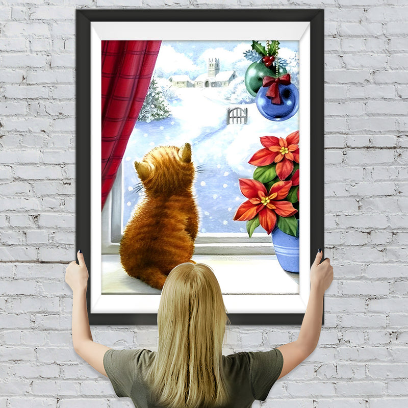 Weihnachten Katze Schnee Diamond Painting