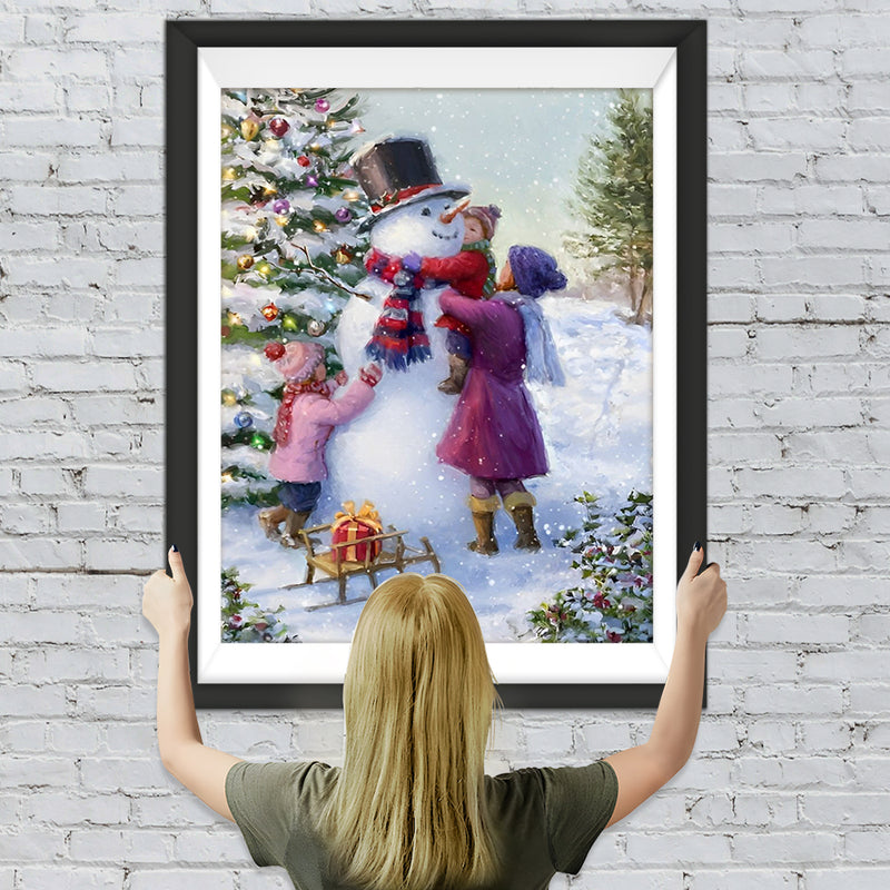 Weihnachten Kinder Schneemann Diamond Painting