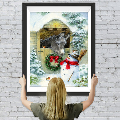 Weihnachten Schneemann Esel Diamond Painting