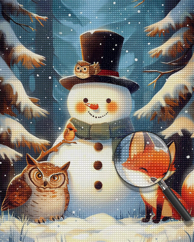 Weihnachten Schneemann Eule Fuchs Diamond Painting