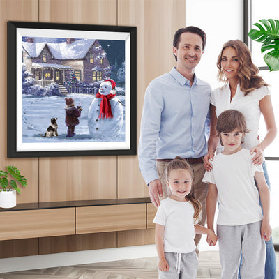 Weihnachten Schneemann Kind Diamond Painting