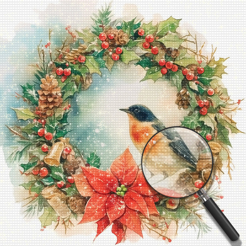 Weihnachten Vogel Kranz Diamond Painting