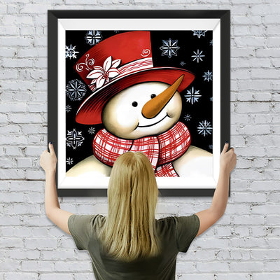 Weihnachtlicher Schneemann mit rotem Hut Diamond Painting