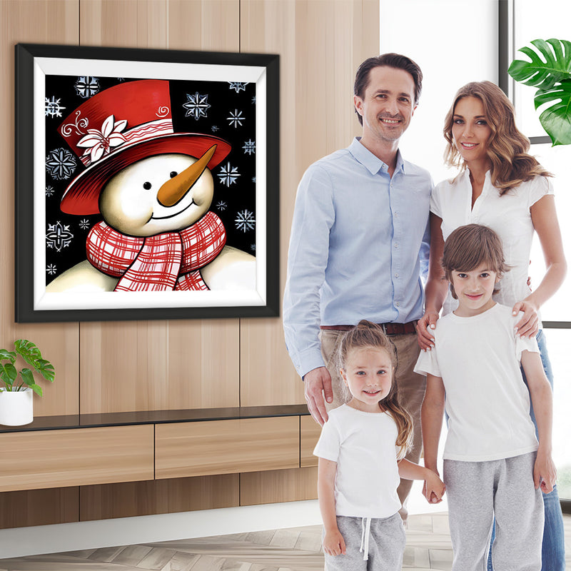 Weihnachtlicher Schneemann mit rotem Hut Diamond Painting