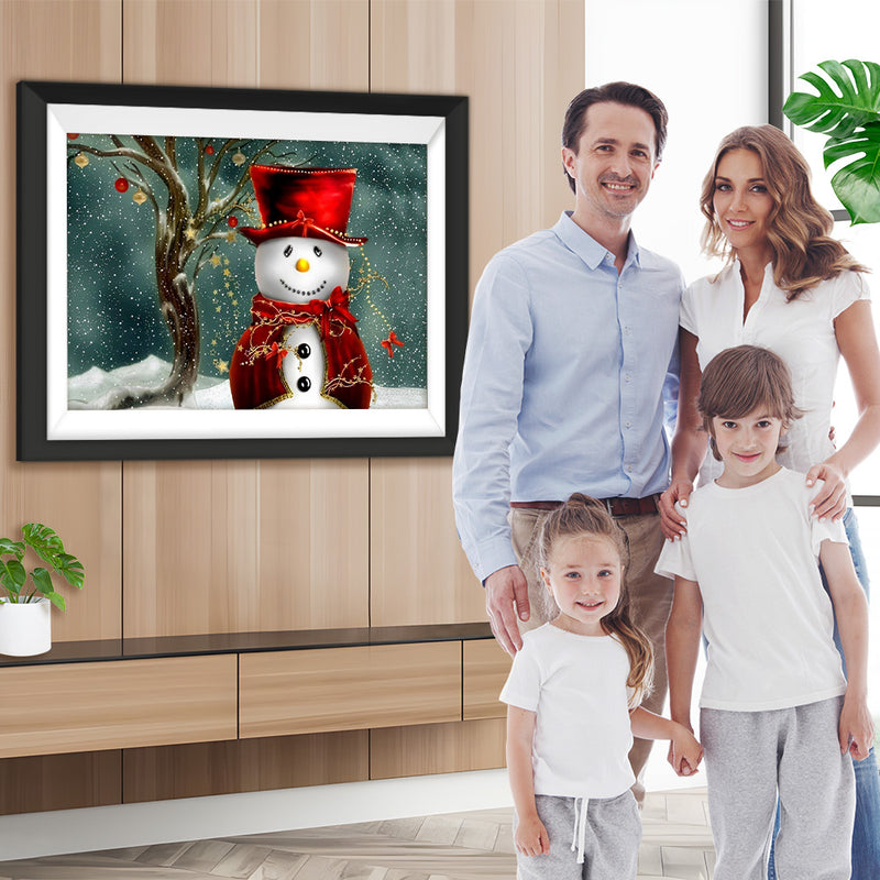 Weihnachtlicher Schneemann mit rotem Hut Diamond Painting