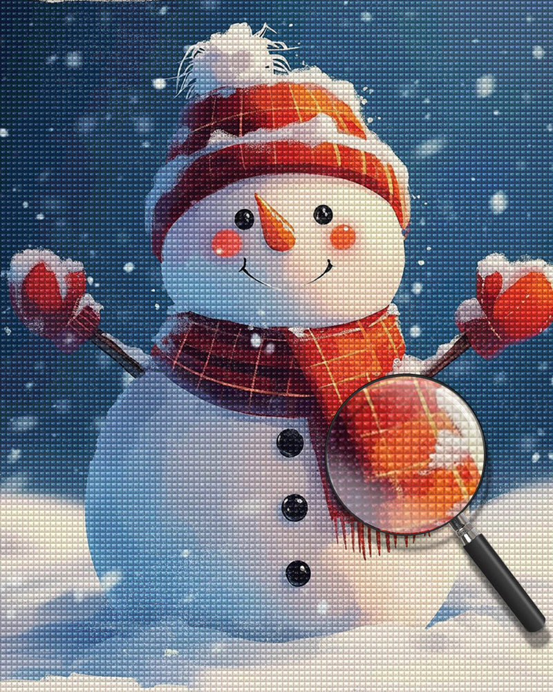 Weihnachtlicher Schneemann mit Roter Mütze und Schal Diamond Painting