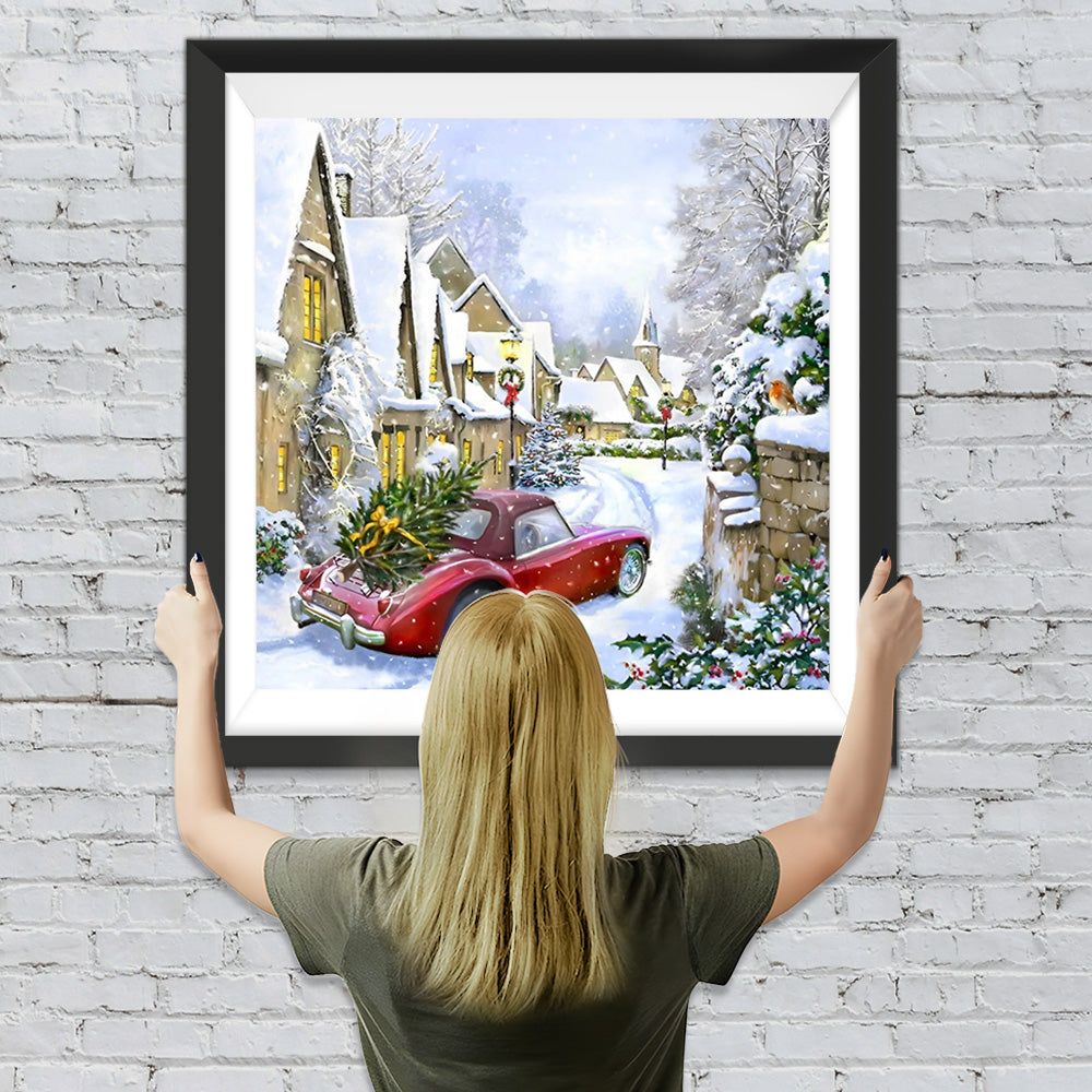 Weihnachtsbaum auf dem Wagen Diamond Painting