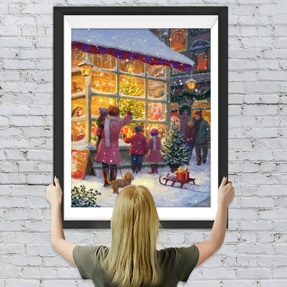 Weihnachtsbaum im Fenster Diamond Painting