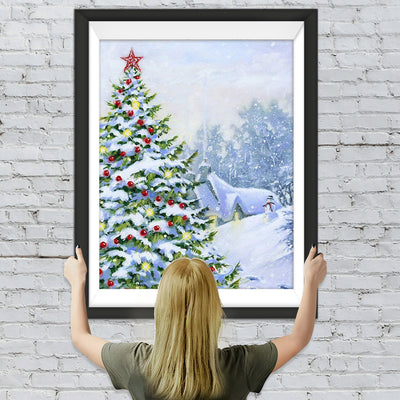 Weihnachtsbaum im Schnee Diamond Painting