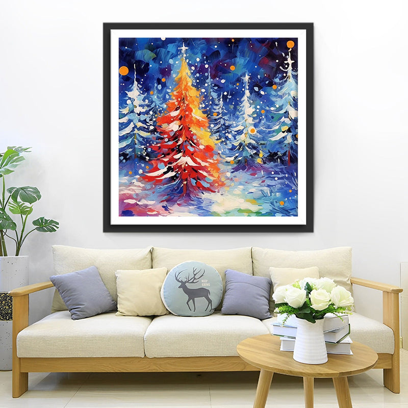 Weihnachtsbaum im Schnee Diamond Painting