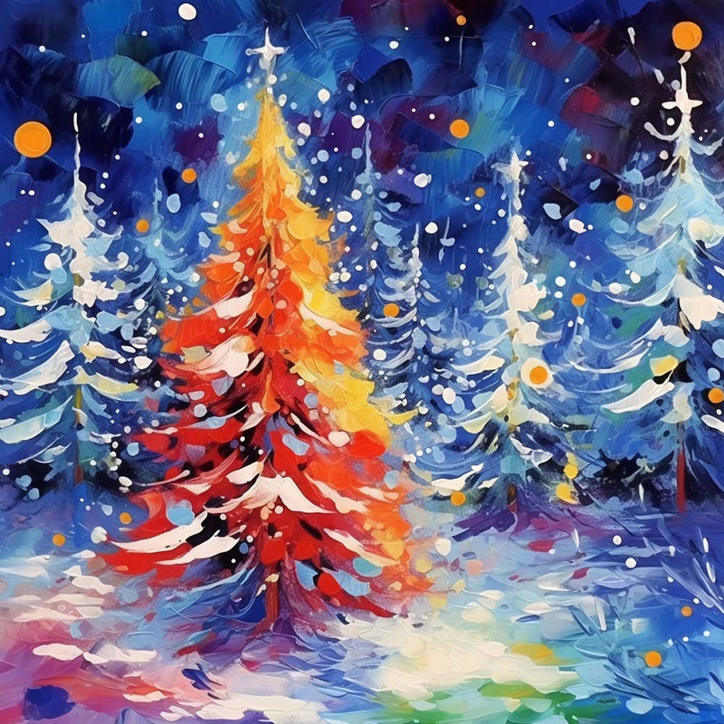 Weihnachtsbaum im Schnee Diamond Painting