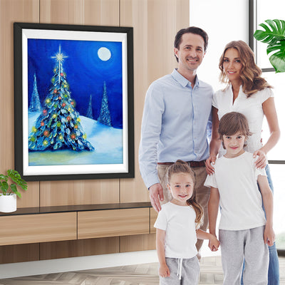 Weihnachtsbaum in der dunkelblauen Nacht Diamond Painting