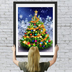 Weihnachtsbaum in der Schneenacht Diamond Painting